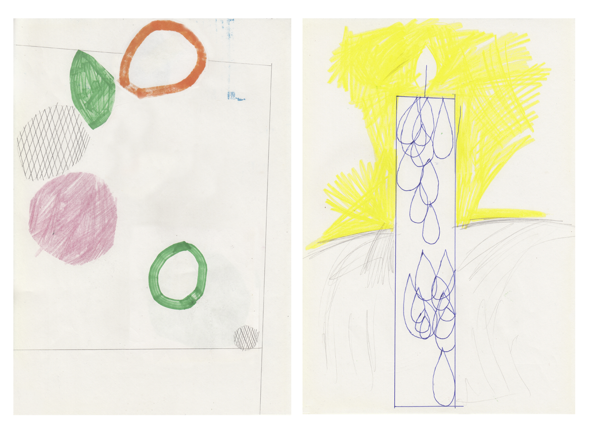 Pieces of Fruit and Candle, drawing by Eliza Pepermans, Artonpaper, Brussels, Belgium 2021.