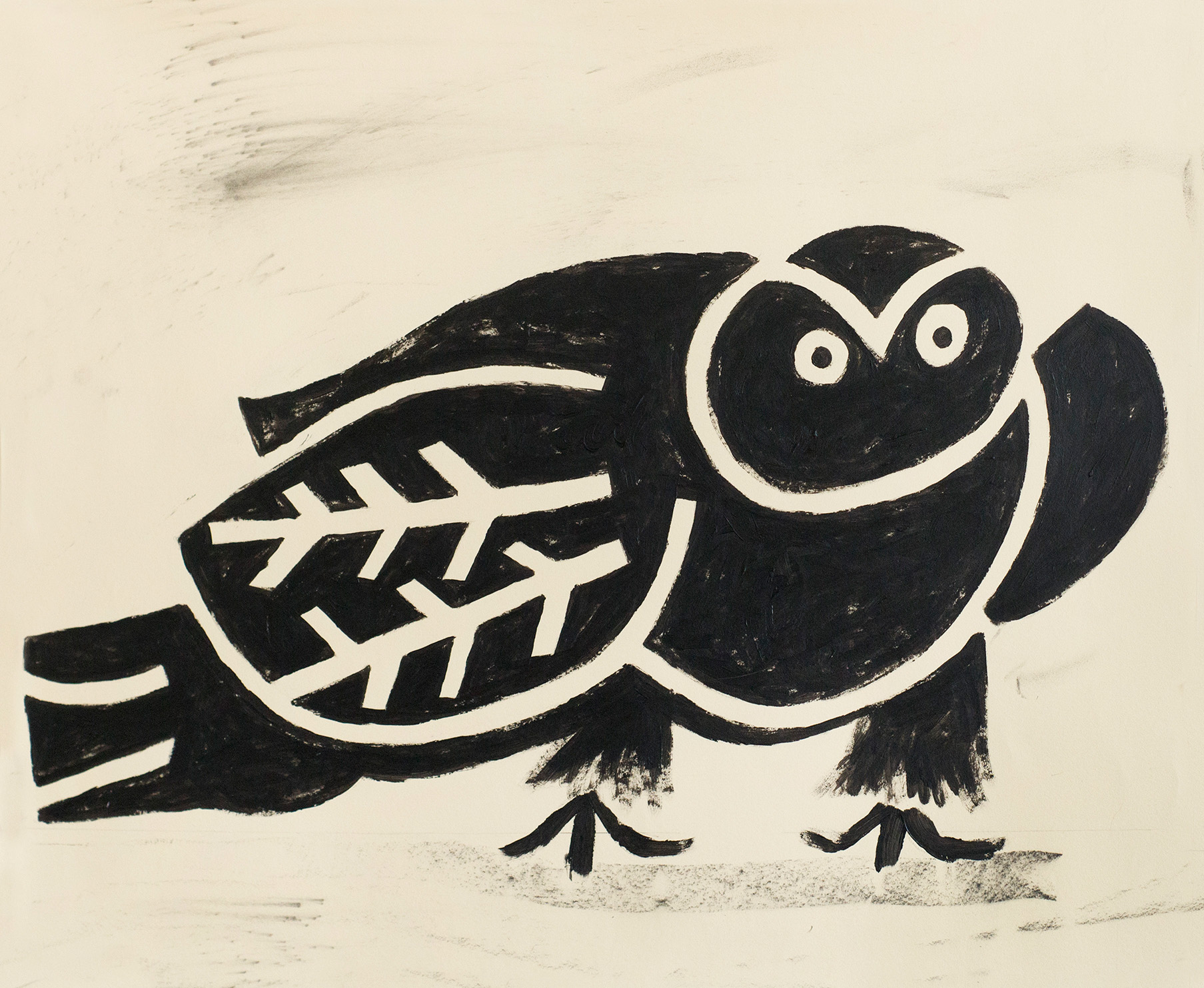 The Nightbird, acrylic on paper, drawing by Eliza Pepermans, solo exhibition at Schönfeld Gallery, Rivoli, Brussel